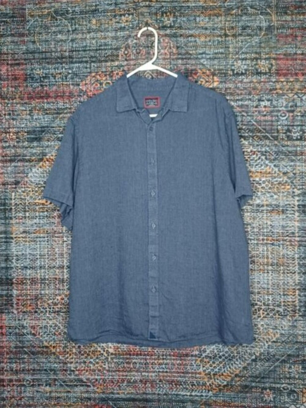UNTUCKit mens dark blue 100% Linen Wrinkle Resistant button shirt XL EUC